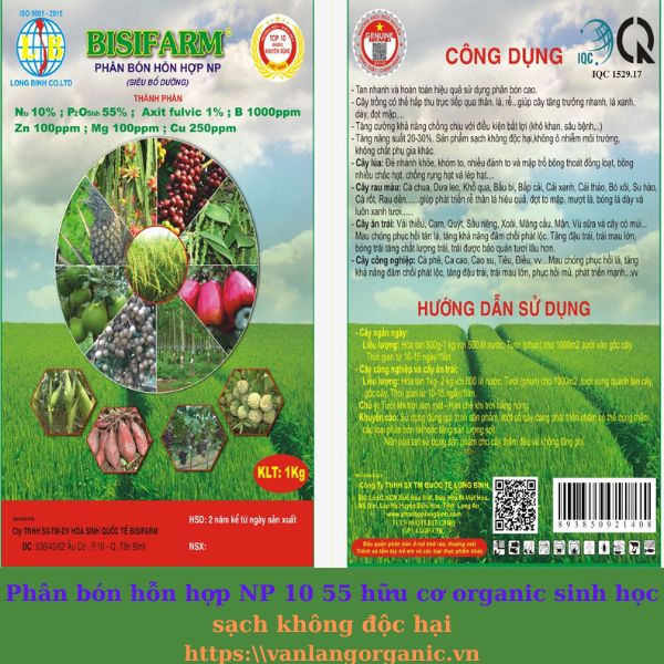 Phân bón hỗn hợp NP-10-55 hữu cơ organic sinh học sạch không độc hại